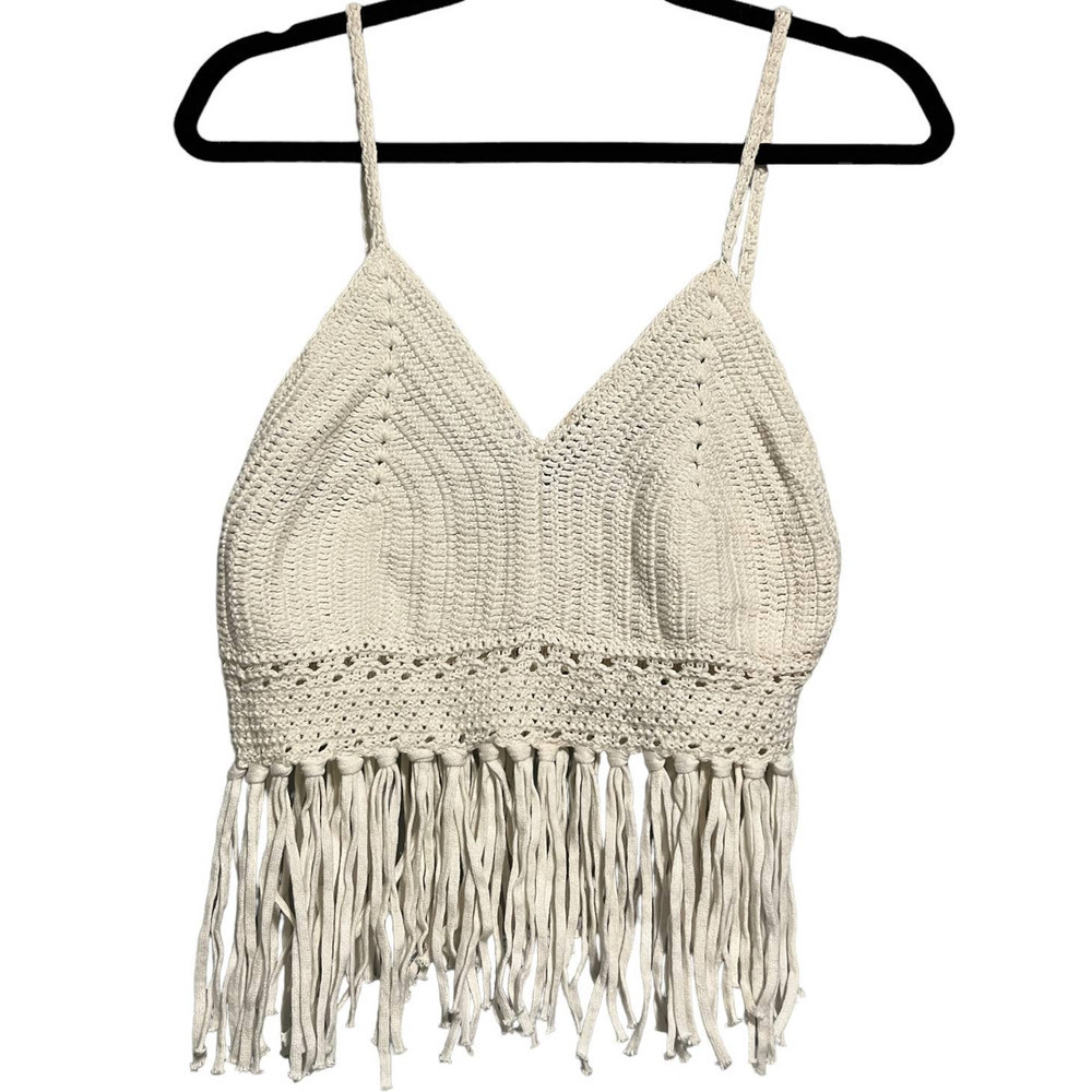 Victoria's Secret Crochet Fringe Tank Top in Cream